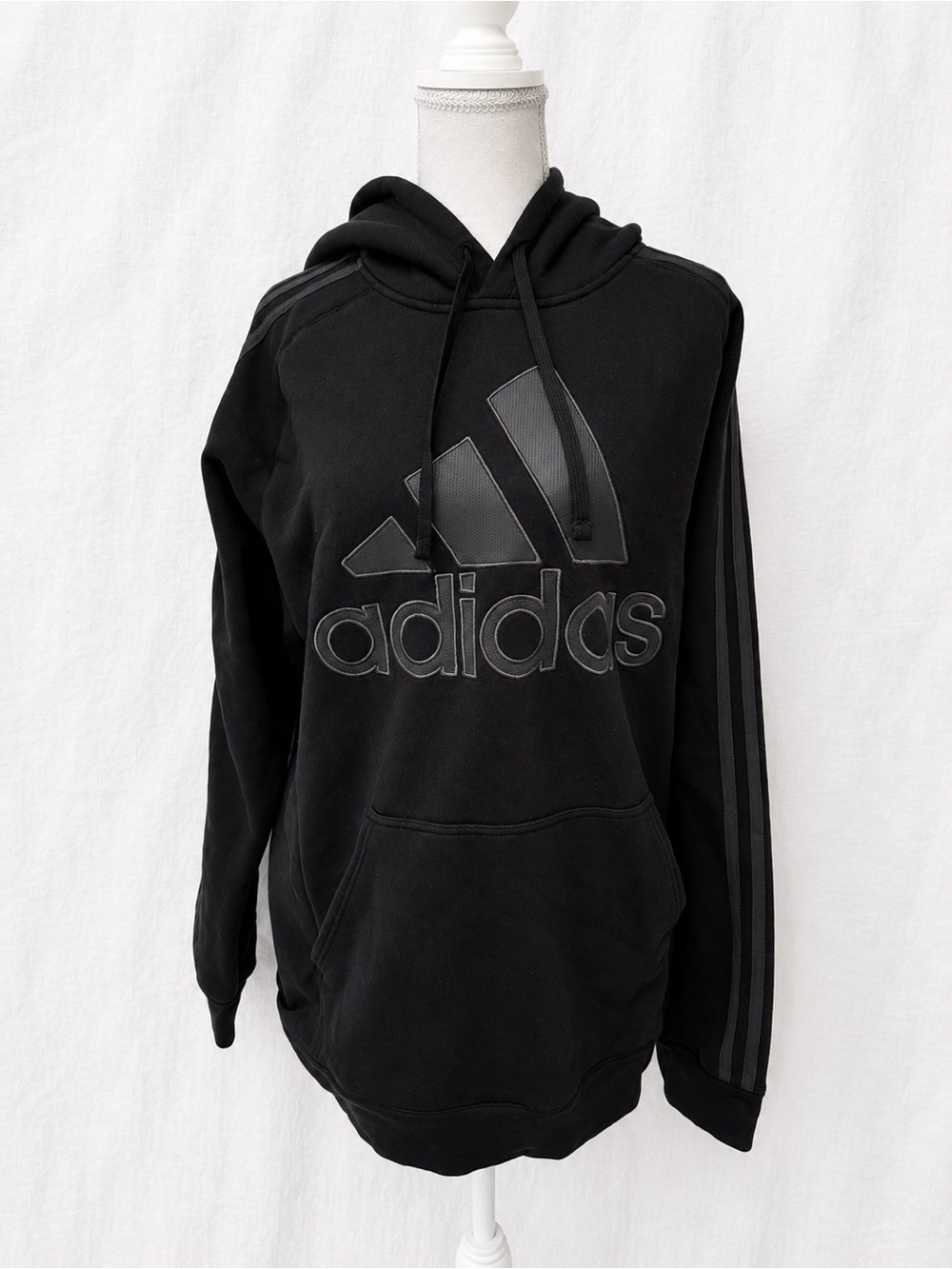 Adidas Black Logo Hoodie with Drawstring